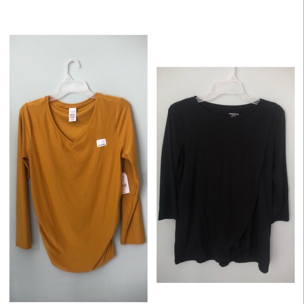 NWT maternity shirt nursing shirt motherhood maternity black yellow long sleeve